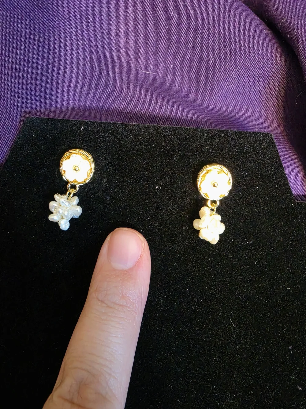 Gold Pearl Cluster Drop Earrings - Women Jewelry